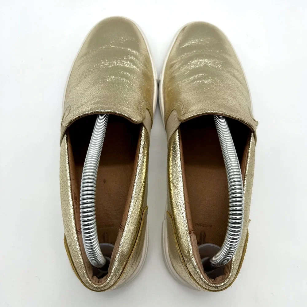 Frye Ivy Slip On Sneakers‎ Men's 8 Gold Leather Casual Walking Shoes
